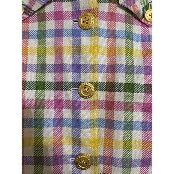 Emanuel Ungaro Vtg Colorful Plaid Blazer & Mini Skirt Set Sz 8/6 Missing Button - Picture 3 of 6